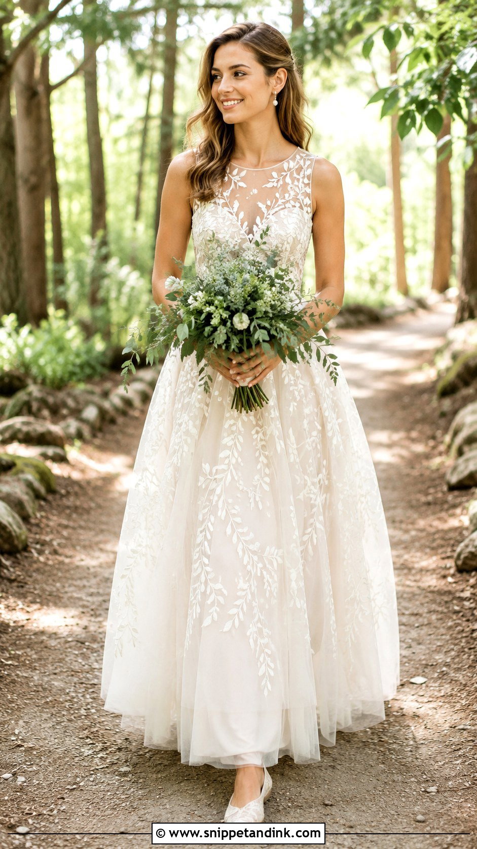 Embroidered Leaf Wedding Dress - Snippet and Ink - 25 Enchanted Forest Wedding Dress Ideas