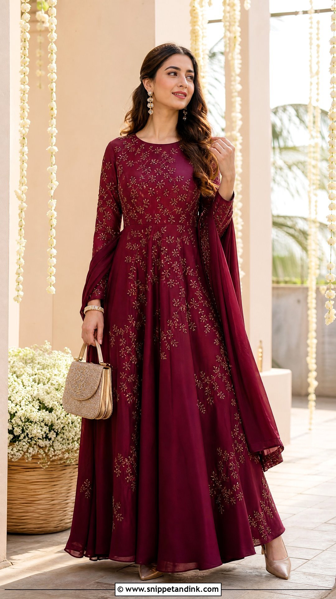 Embroidered Maxi Dress Bridal Trousseau Outfit - Snippet and Ink - 25 Bridal Trousseau Outfits
