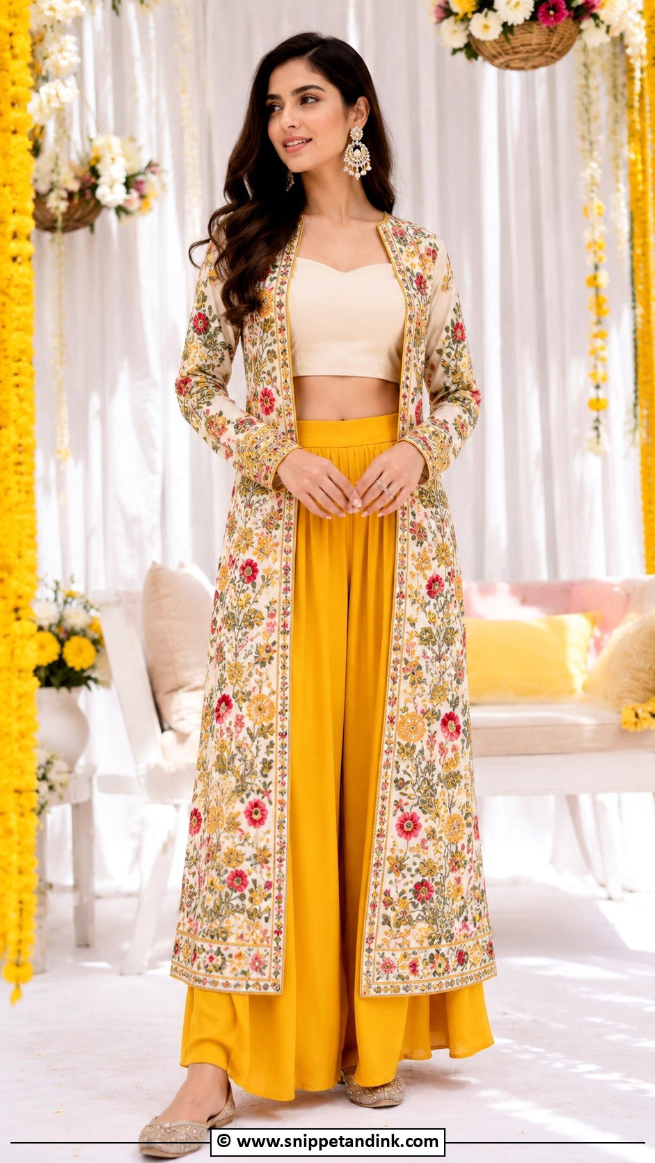 Embroidered Mehandi Jacket Set - Snippet and Ink - 30 Mehandi Dress Ideas