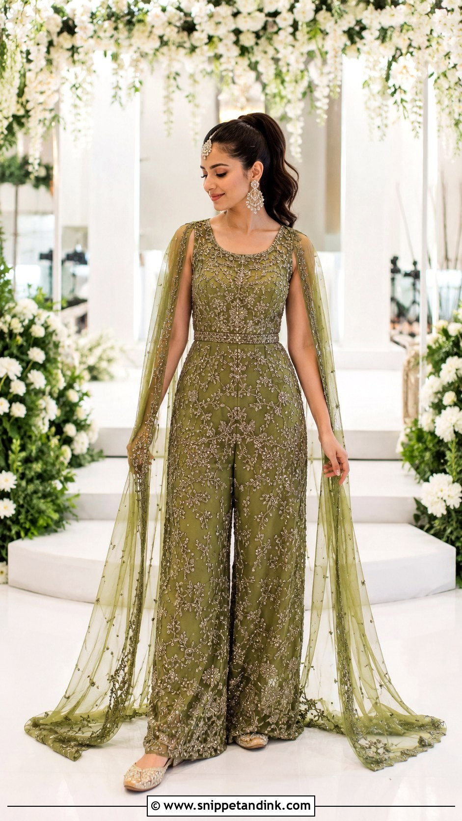 Embroidered Mehendi Jumpsuit - Snippet and Ink - 20 Bridal Mehendi Dress Ideas