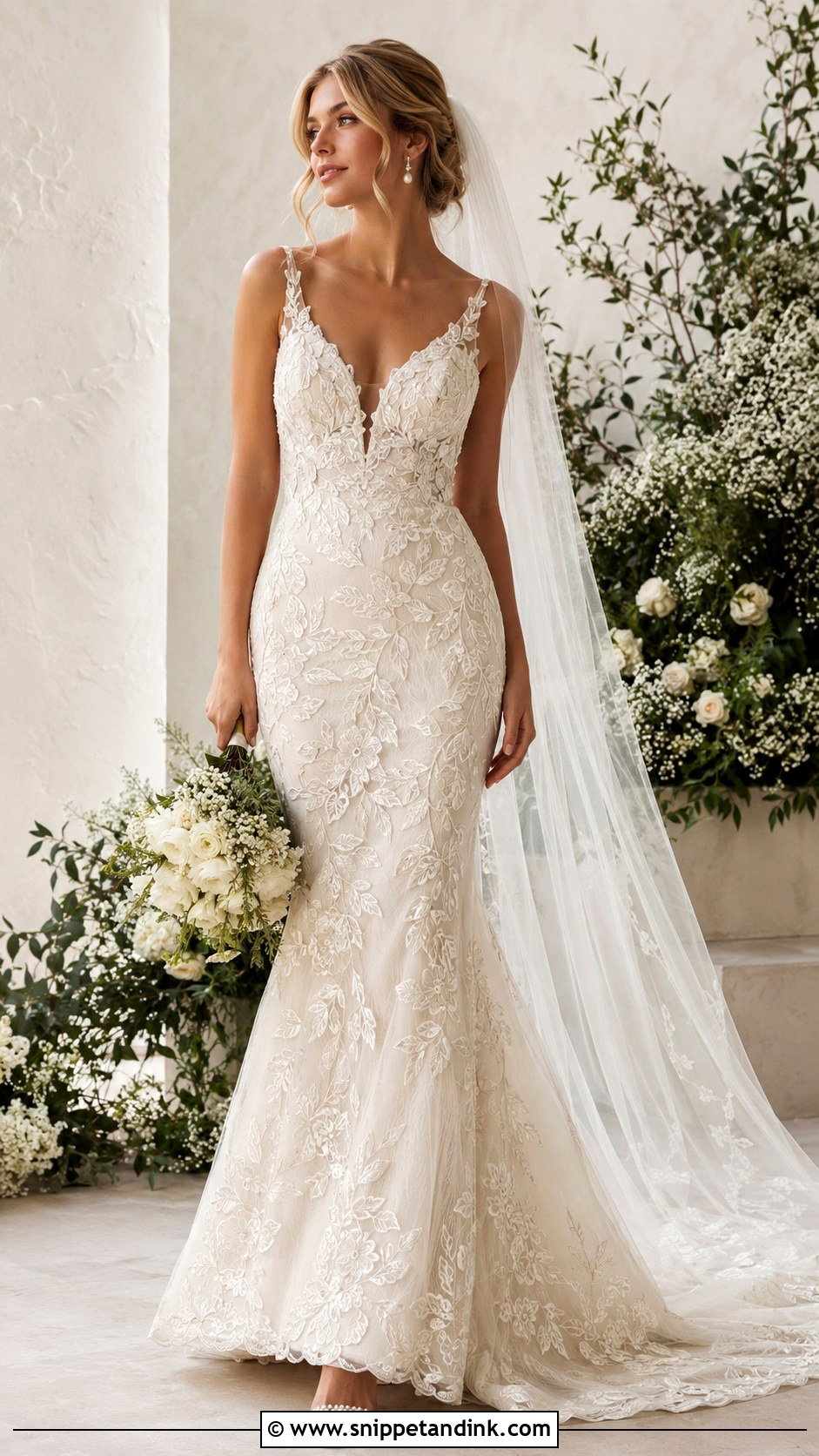 Embroidered Mermaid Bridal Dress - Snippet and Ink - 25 Mermaid Bridal Dress Ideas