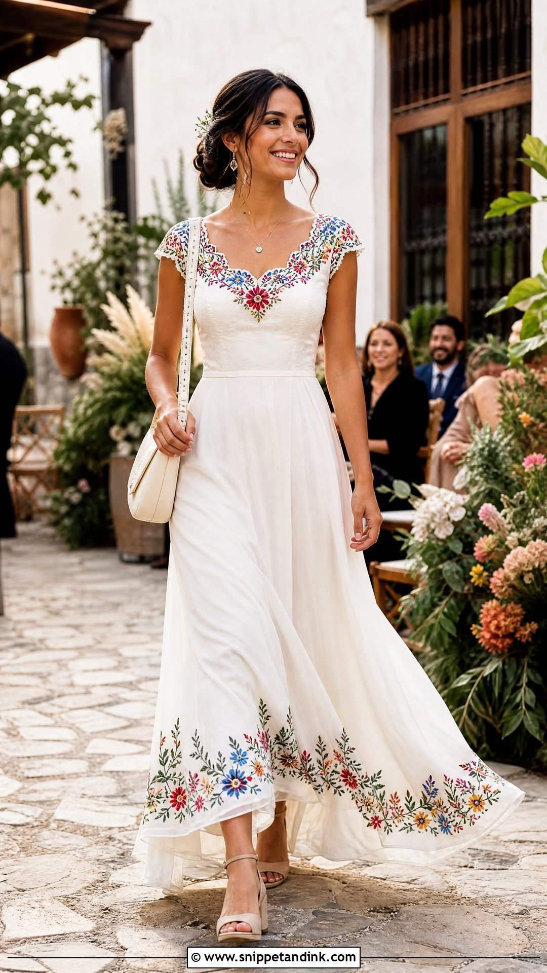 Embroidered Mexican A Line Wedding Dress - Snippet and Ink - 25 Embroidered Mexican Wedding Dress Ideas