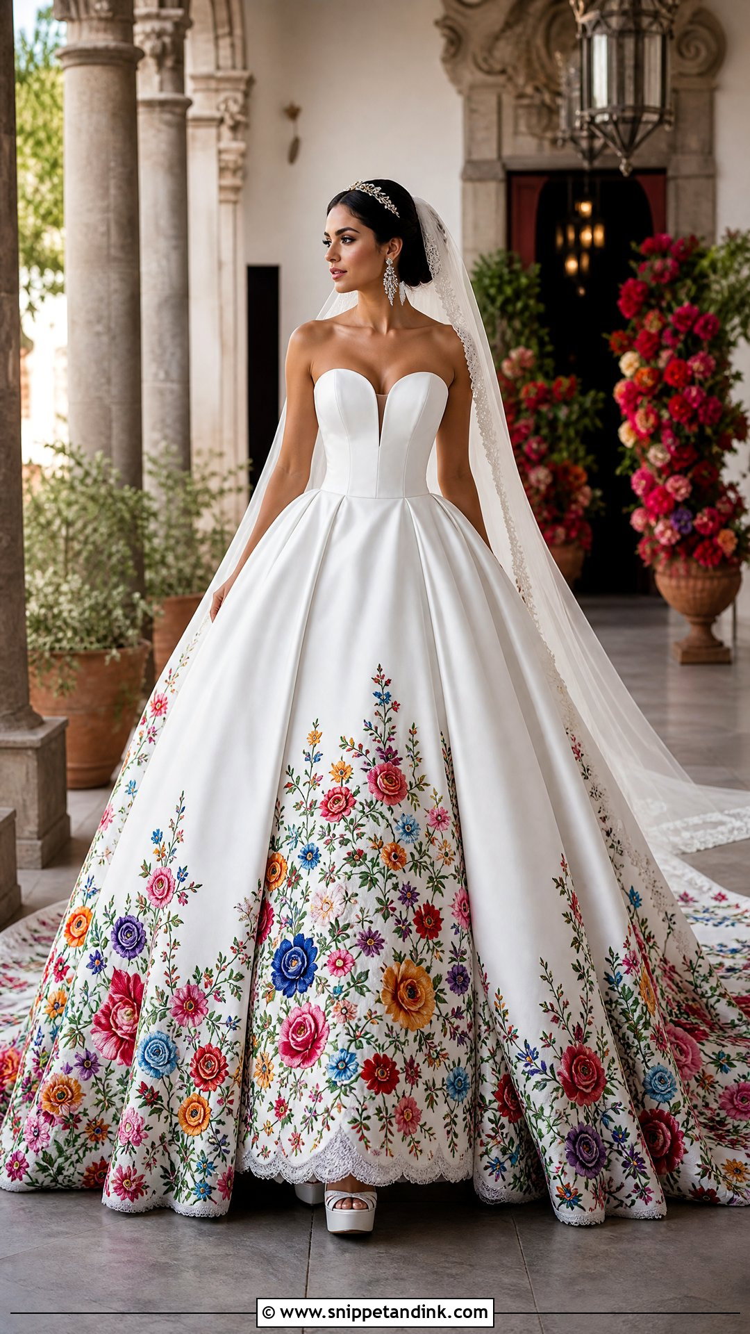 Embroidered Mexican Ball Gown Wedding Dress - Snippet and Ink - 25 Embroidered Mexican Wedding Dress Ideas