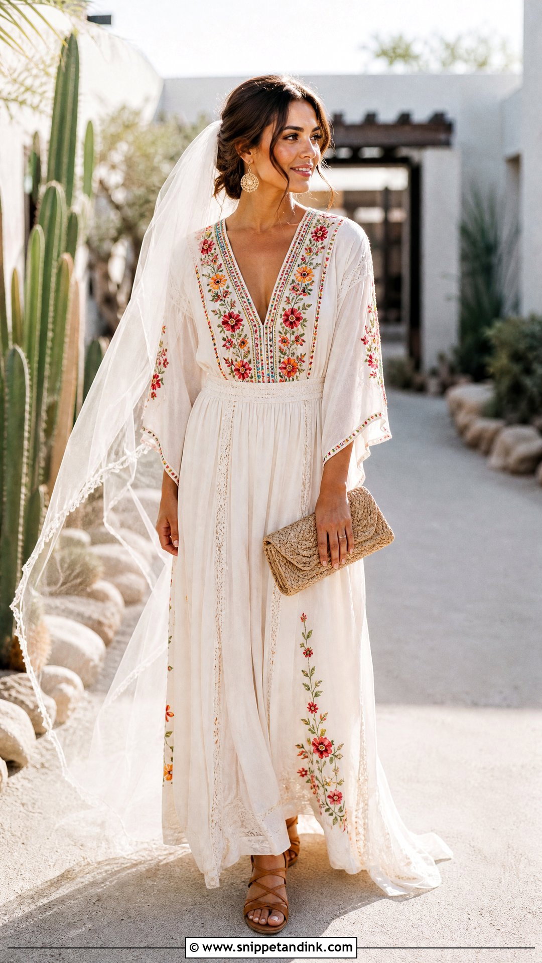 Embroidered Mexican Boho Wedding Dress - Snippet and Ink - 25 Embroidered Mexican Wedding Dress Ideas