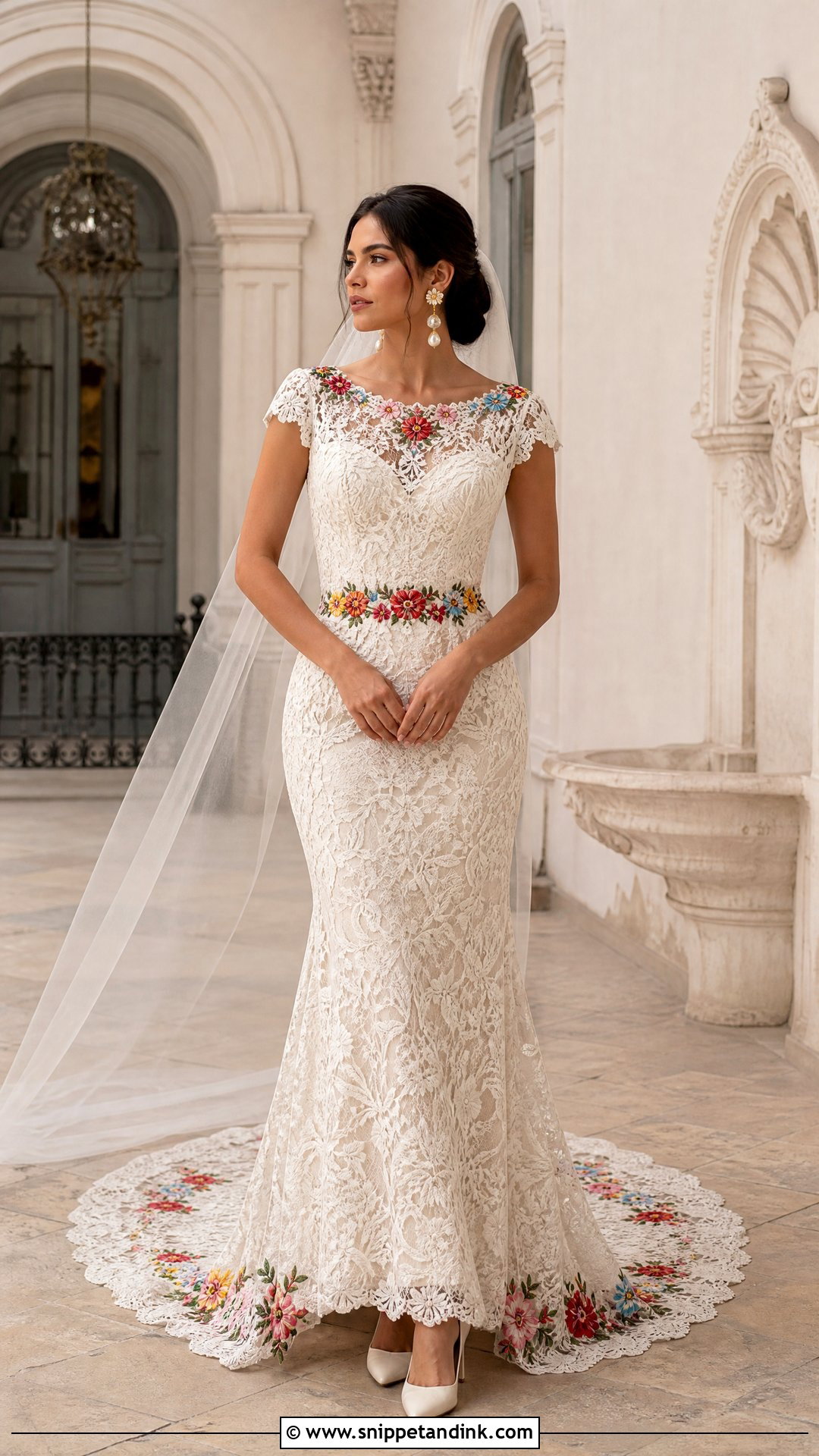Embroidered Mexican Lace Wedding Dress - Snippet and Ink - 25 Embroidered Mexican Wedding Dress Ideas