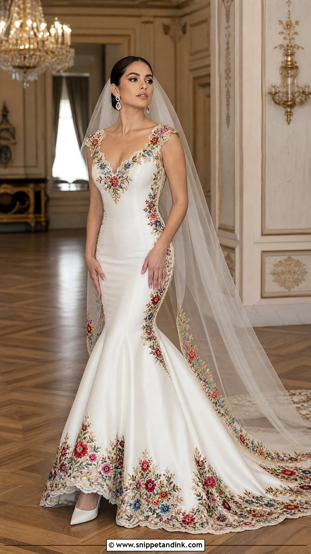 Embroidered Mexican Mermaid Wedding Dress - Snippet and Ink - 25 Embroidered Mexican Wedding Dress Ideas