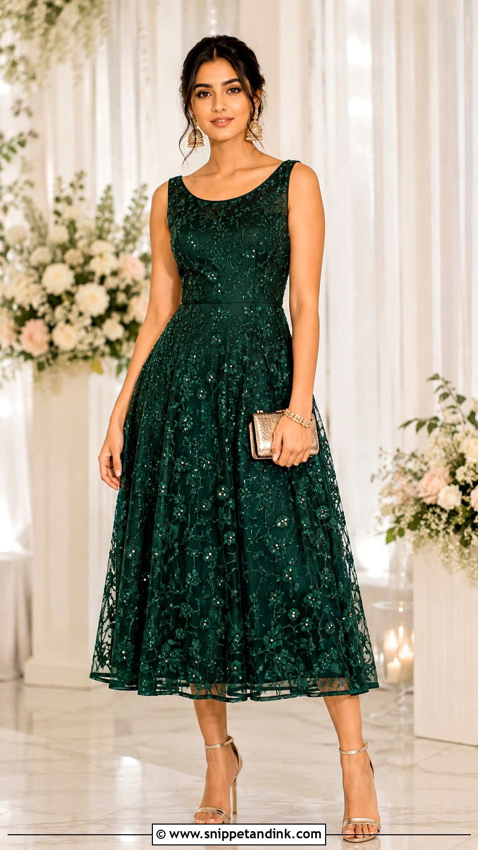 Embroidered Midi Dress Cocktail Dress - Snippet and Ink - 30 Indian Wedding Cocktail Dress Ideas