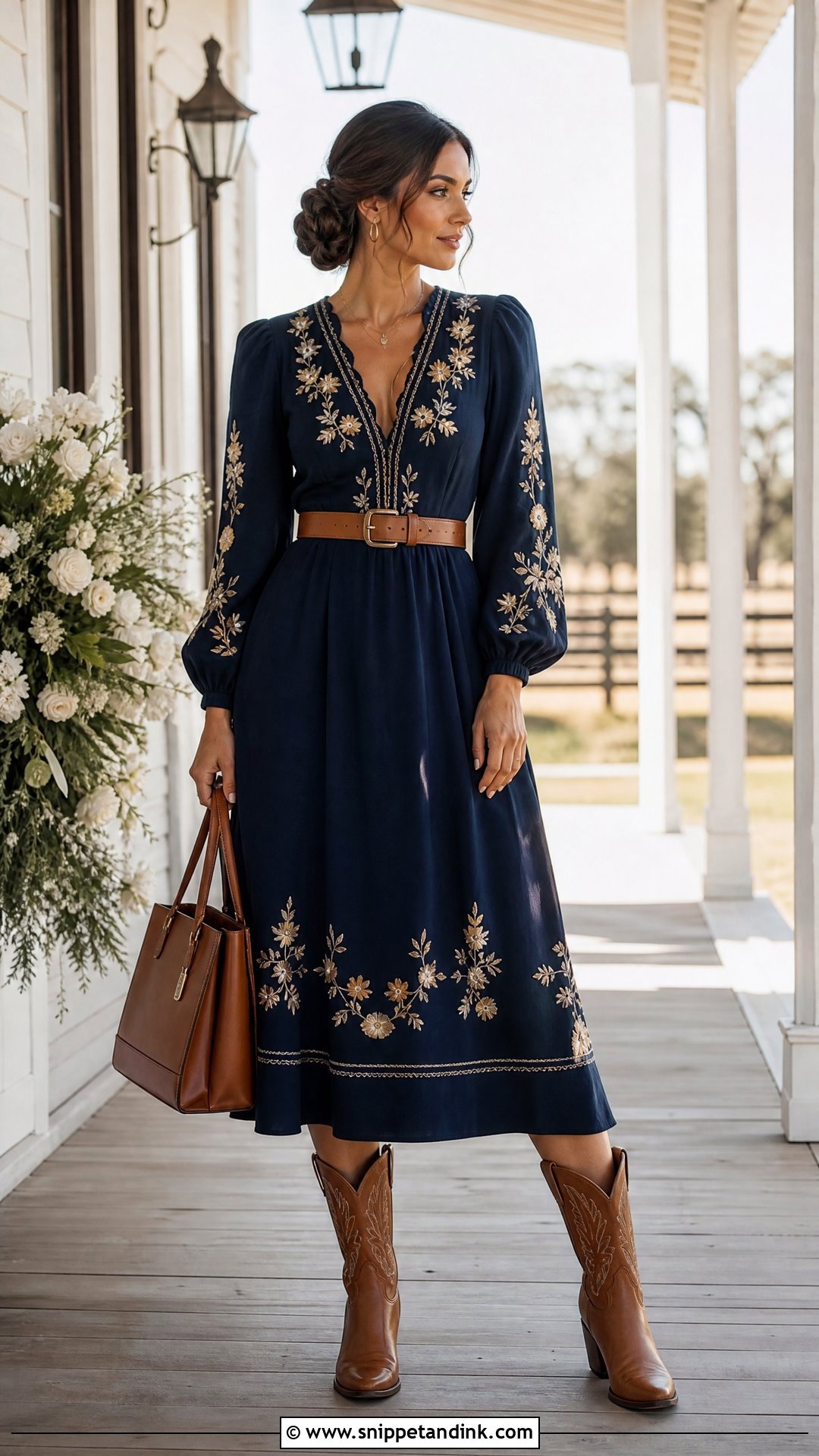 Embroidered Midi Dress for Western Wedding - Snippet and Ink - 20 Western Dresses for Wedding