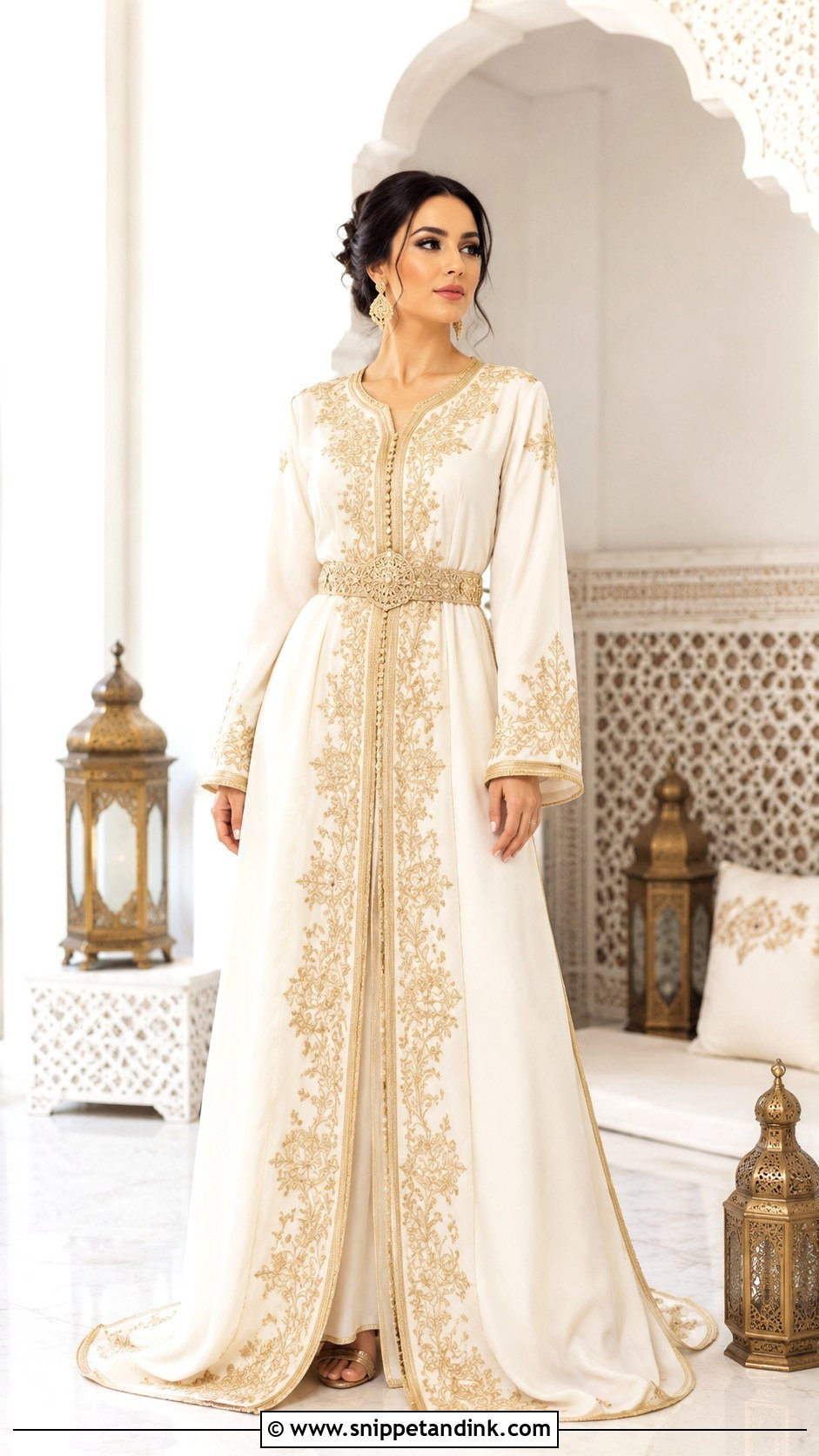 Embroidered Moroccan Caftan Wedding Dress - Snippet and Ink - 30 Moroccan Wedding Dress Ideas