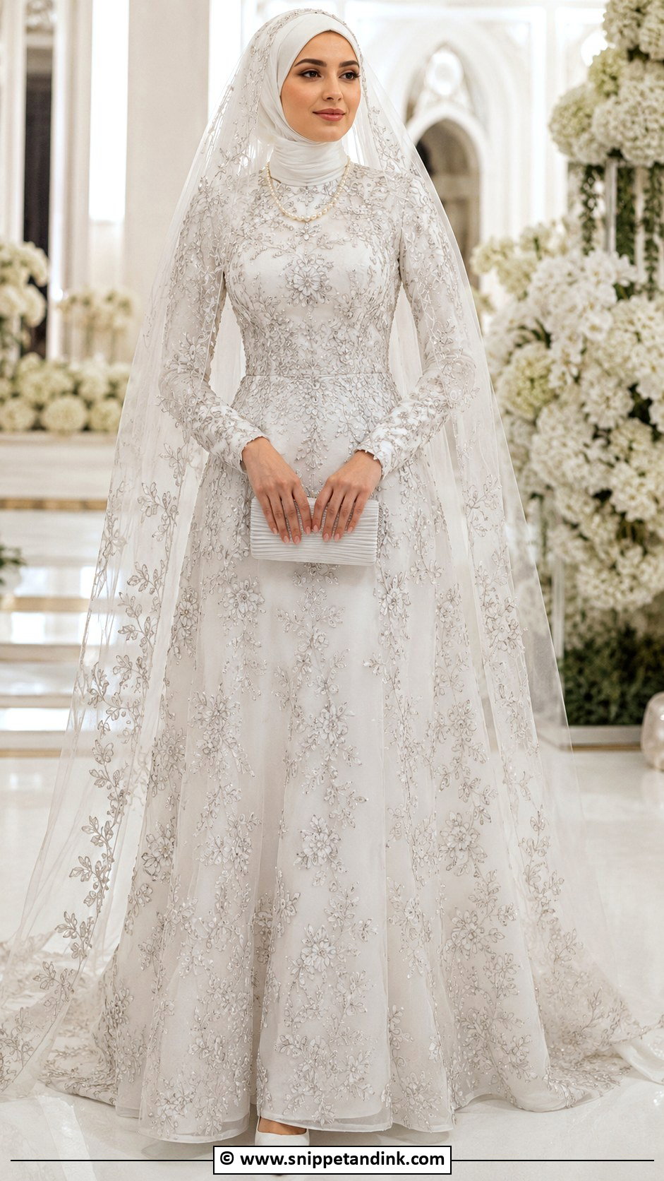 Embroidered Muslim Wedding Dress - Snippet and Ink - 30 Muslim Wedding Dresses
