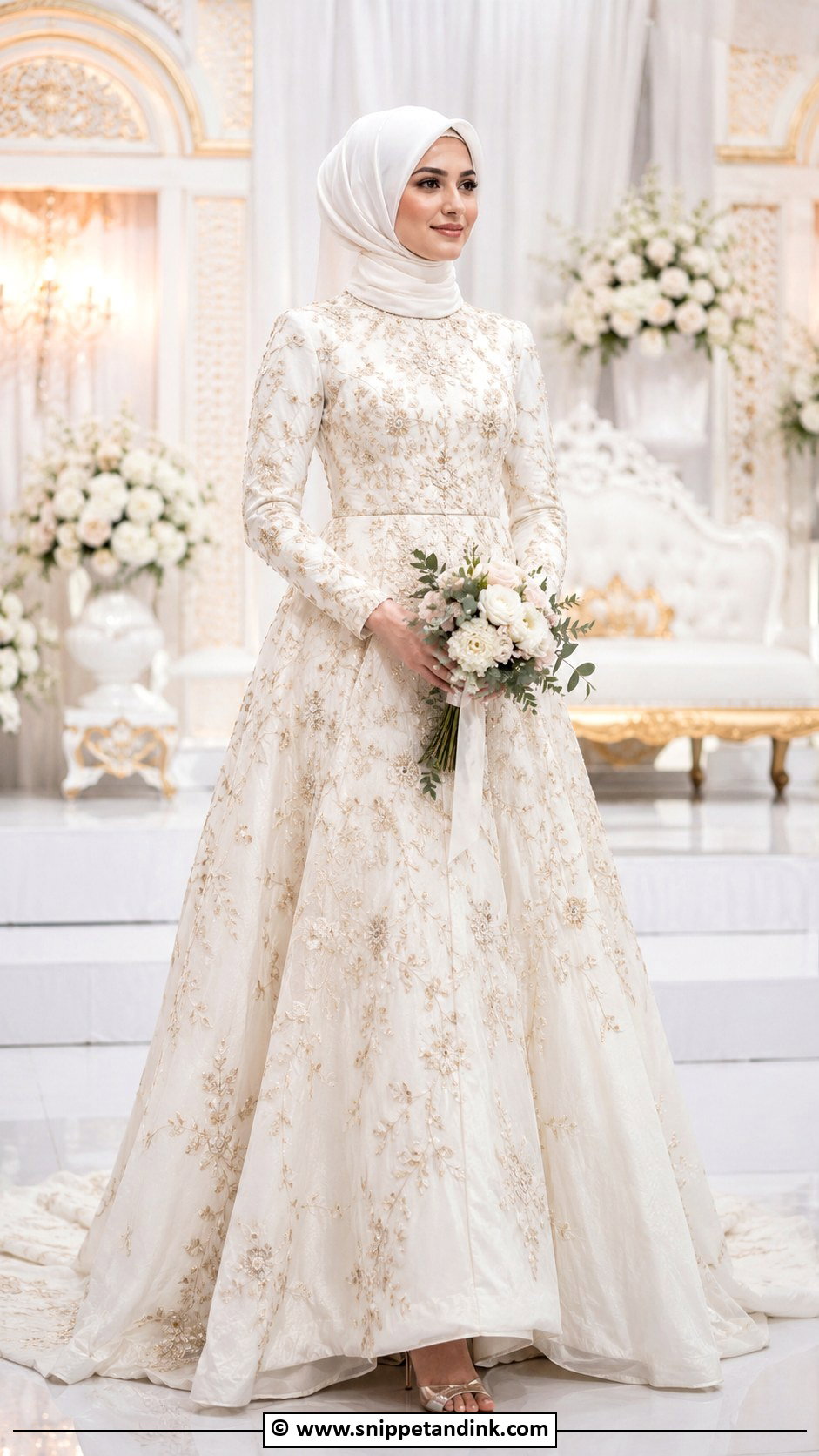 Embroidered Muslim Wedding Gown - Snippet and Ink - 30 Muslim Wedding Gown Ideas