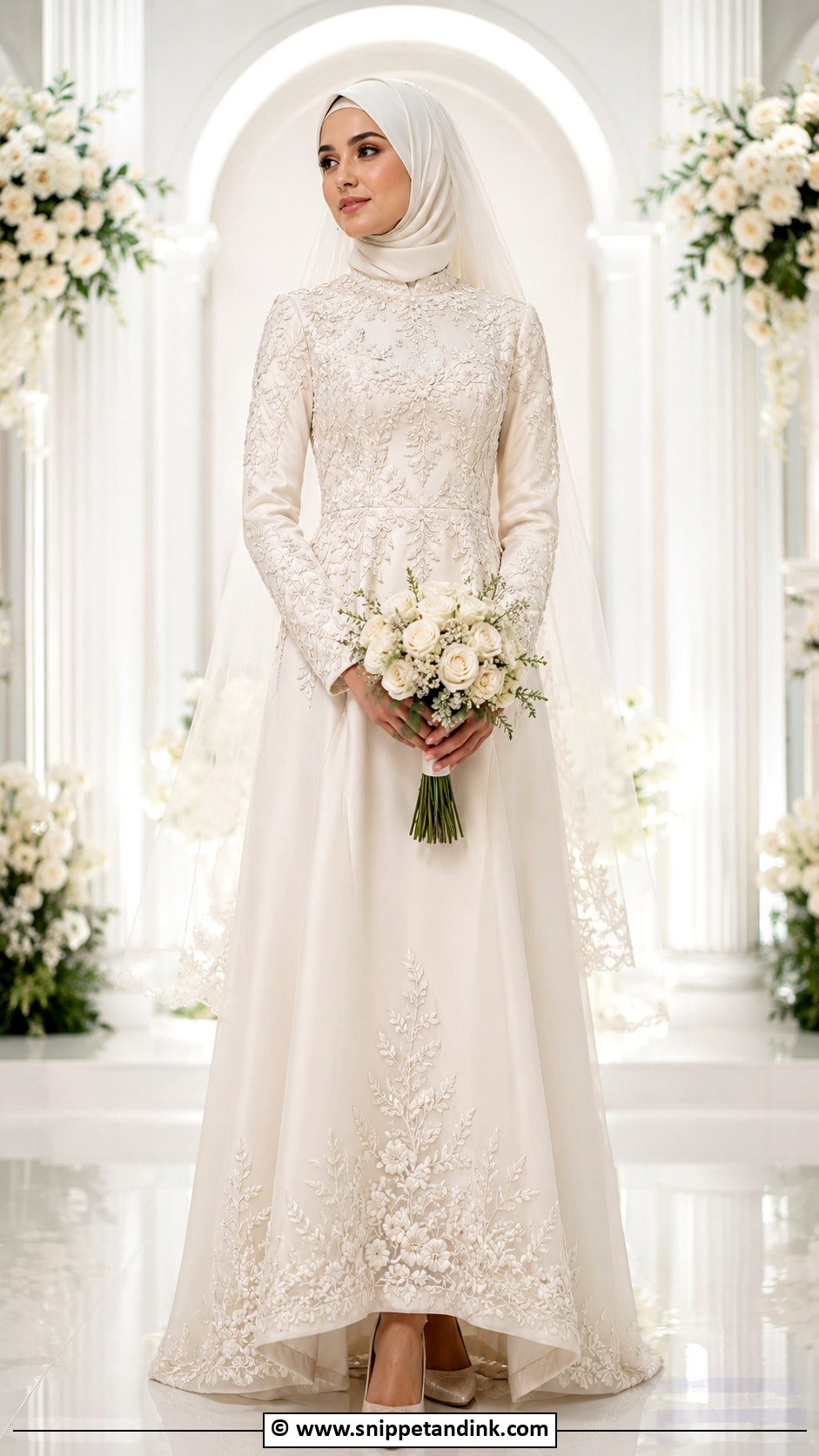 Embroidered Muslimah Wedding Dress - Snippet and Ink - 30 Muslimah Wedding Dress Ideas