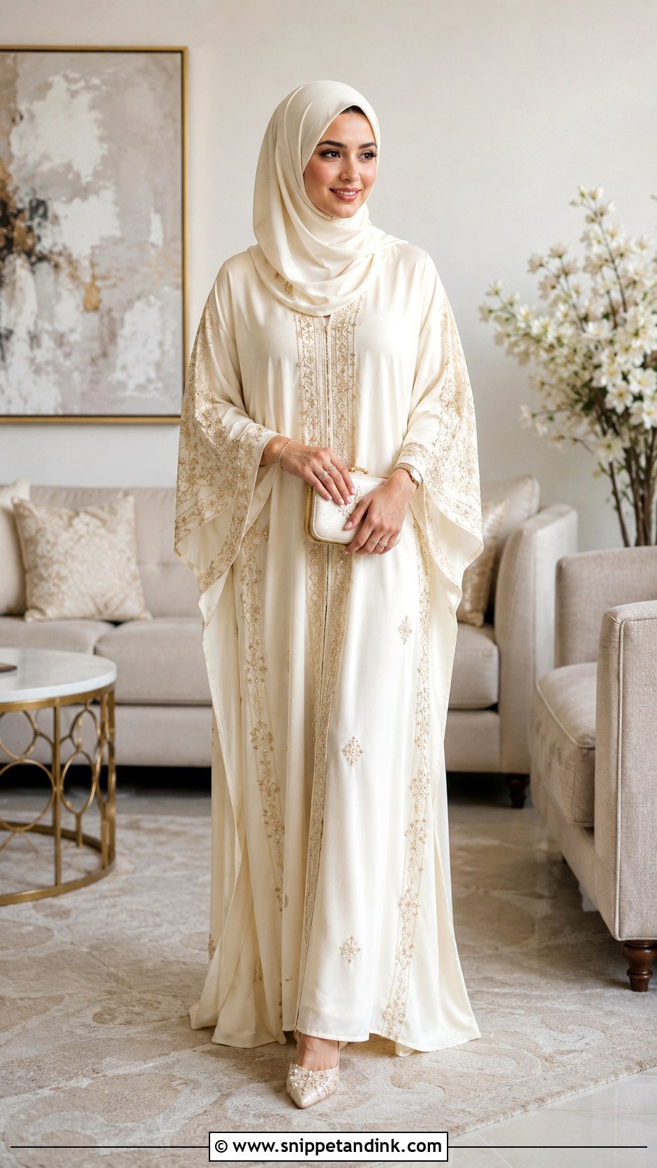 Embroidered Nikkah Kaftan Dress - Snippet and Ink - 30 Islamic Nikkah Outfit Ideas