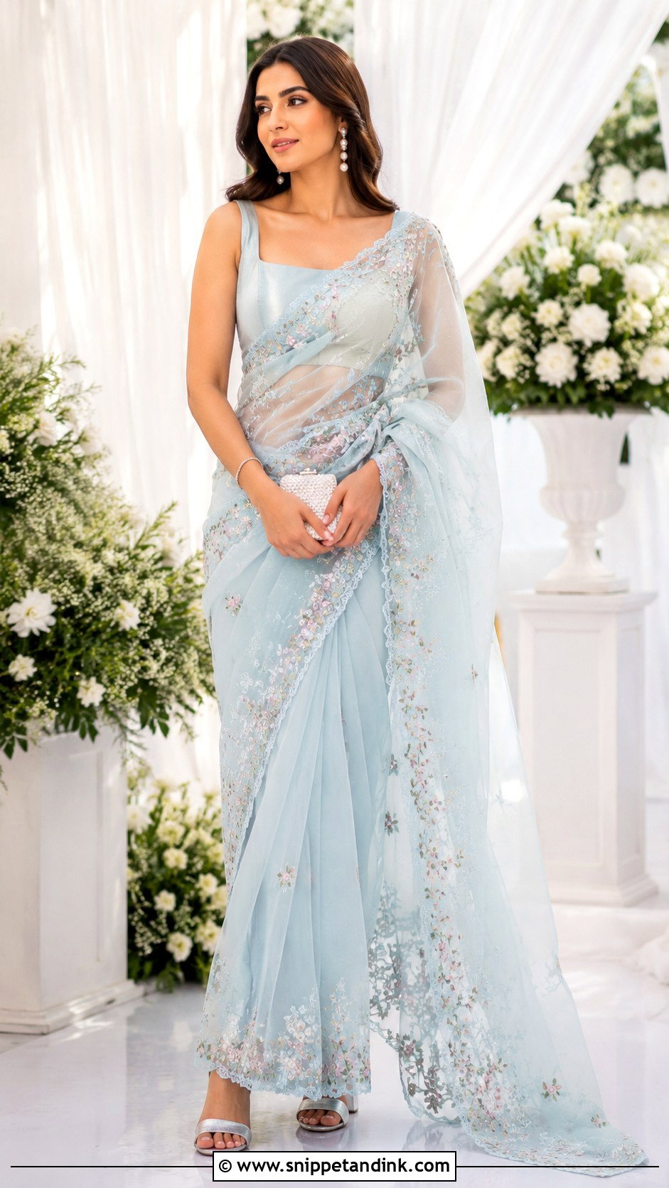 Embroidered Organza Wedding Saree - Snippet and Ink - 20 Designer Indian Wedding Dresses