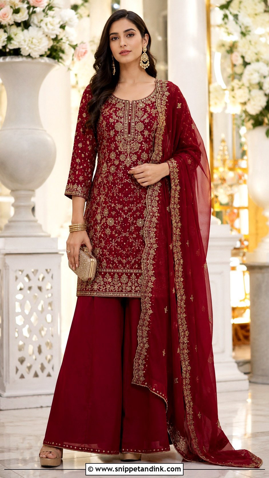 Embroidered Palazzo Suit for Indian Marriage - Snippet and Ink - 20 Indian Marriage Dress Ideas
