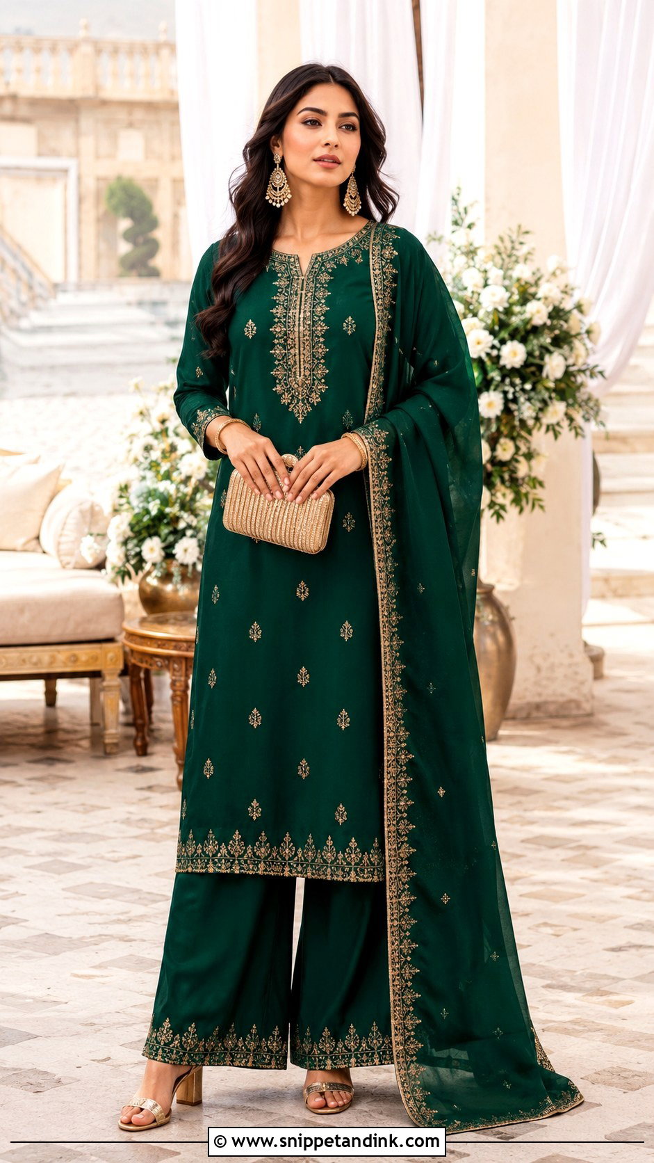 Embroidered Palazzo Suit for Wedding Party - Snippet and Ink - 20 Indian Dress for Wedding Party Ideas
