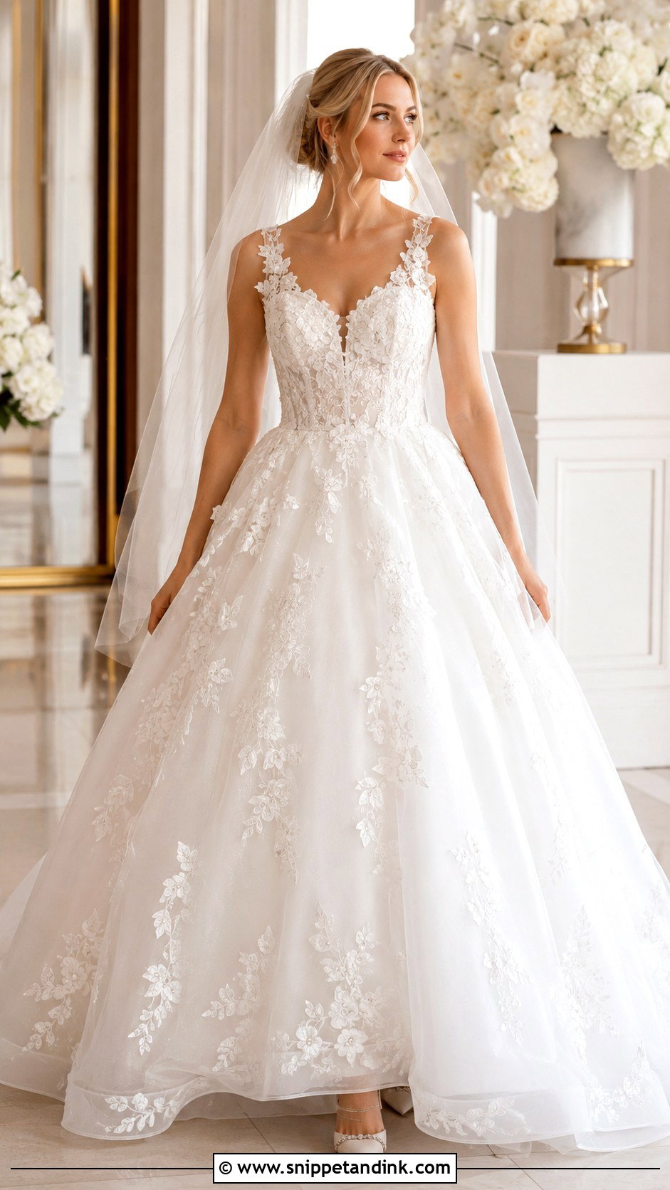 Embroidered Poofy Wedding Dress - Snippet and Ink - 30 Poofy Wedding Dress Ideas
