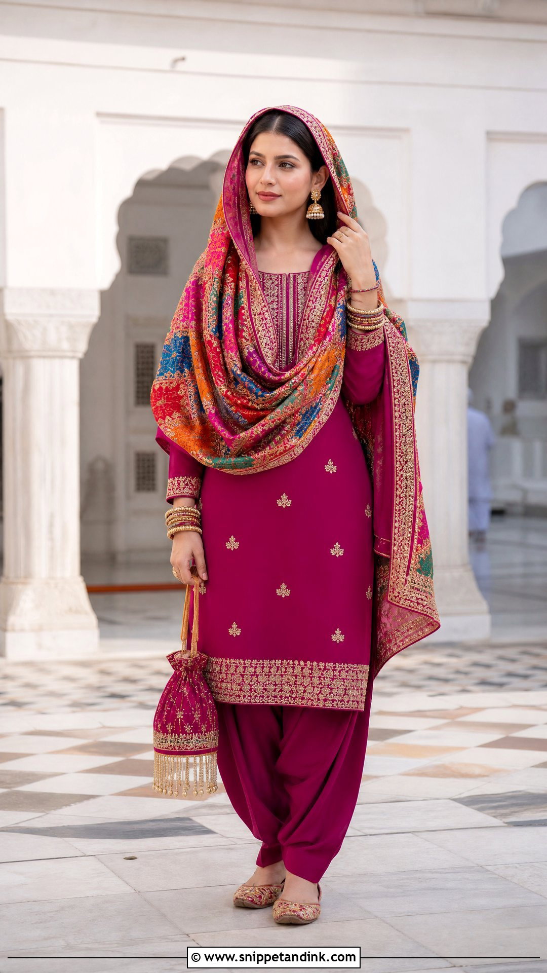 Embroidered Punjabi Suit For Gurudwara Wedding - Snippet and Ink - 25 Gurudwara Wedding Outfit Ideas