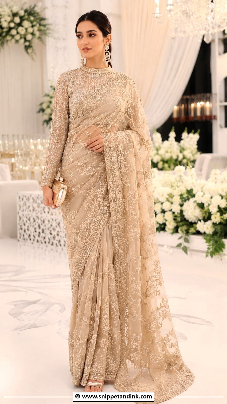 Embroidered Saree For Valima - Snippet and Ink - 25 Valima Dress Ideas