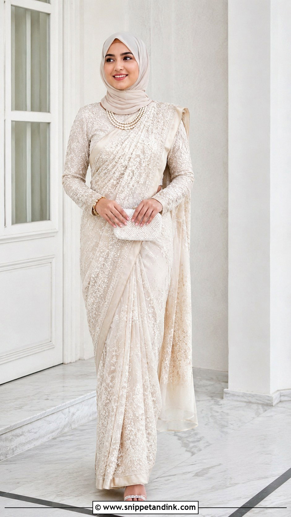 Embroidered Saree Wedding Dress - Snippet and Ink - 30 Indian Muslim Wedding Dresses