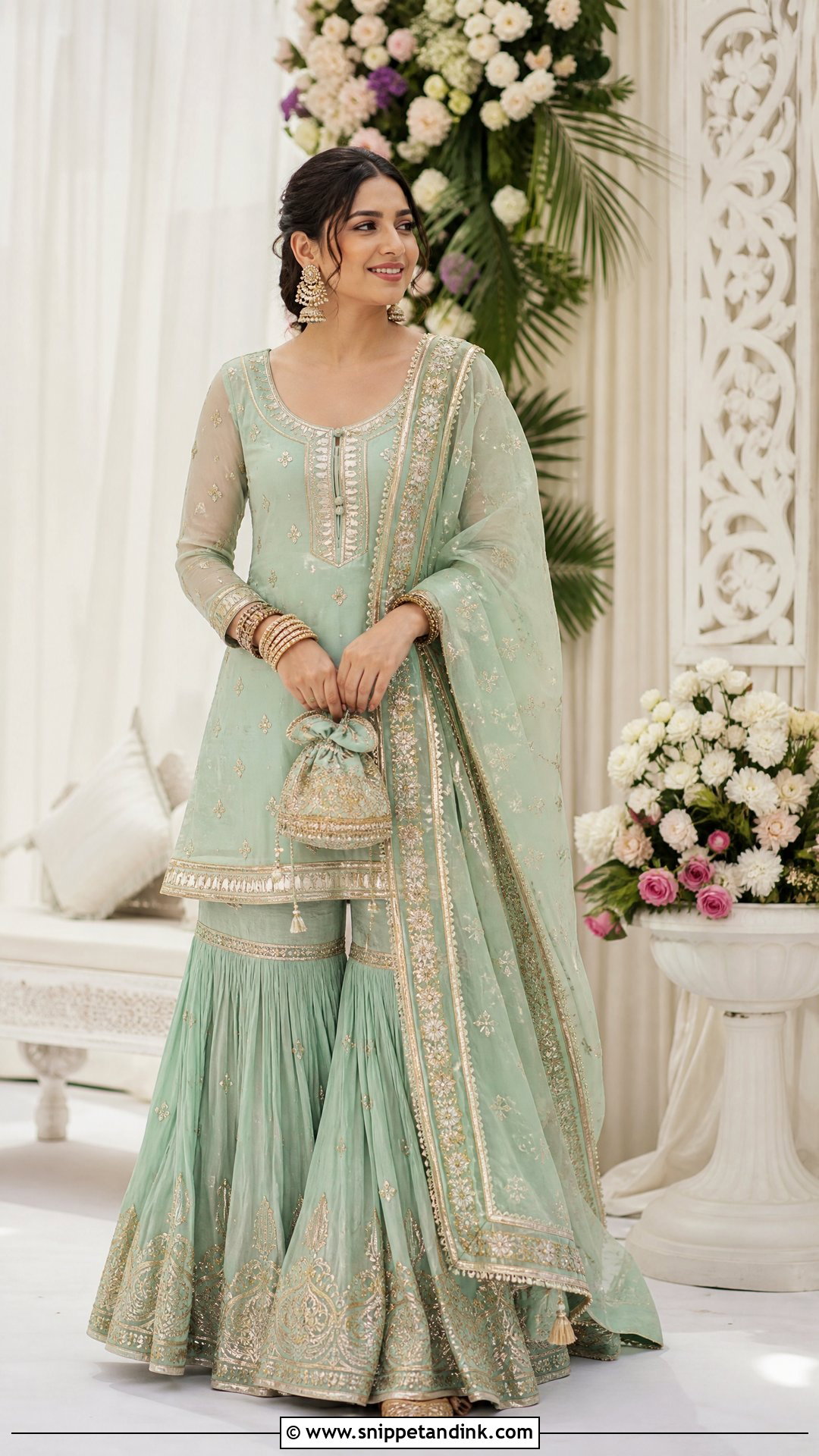 Embroidered Sharara Set Indian Wedding Outfit - Snippet and Ink - 20 Stylish Indian Wedding Outfits Ideas