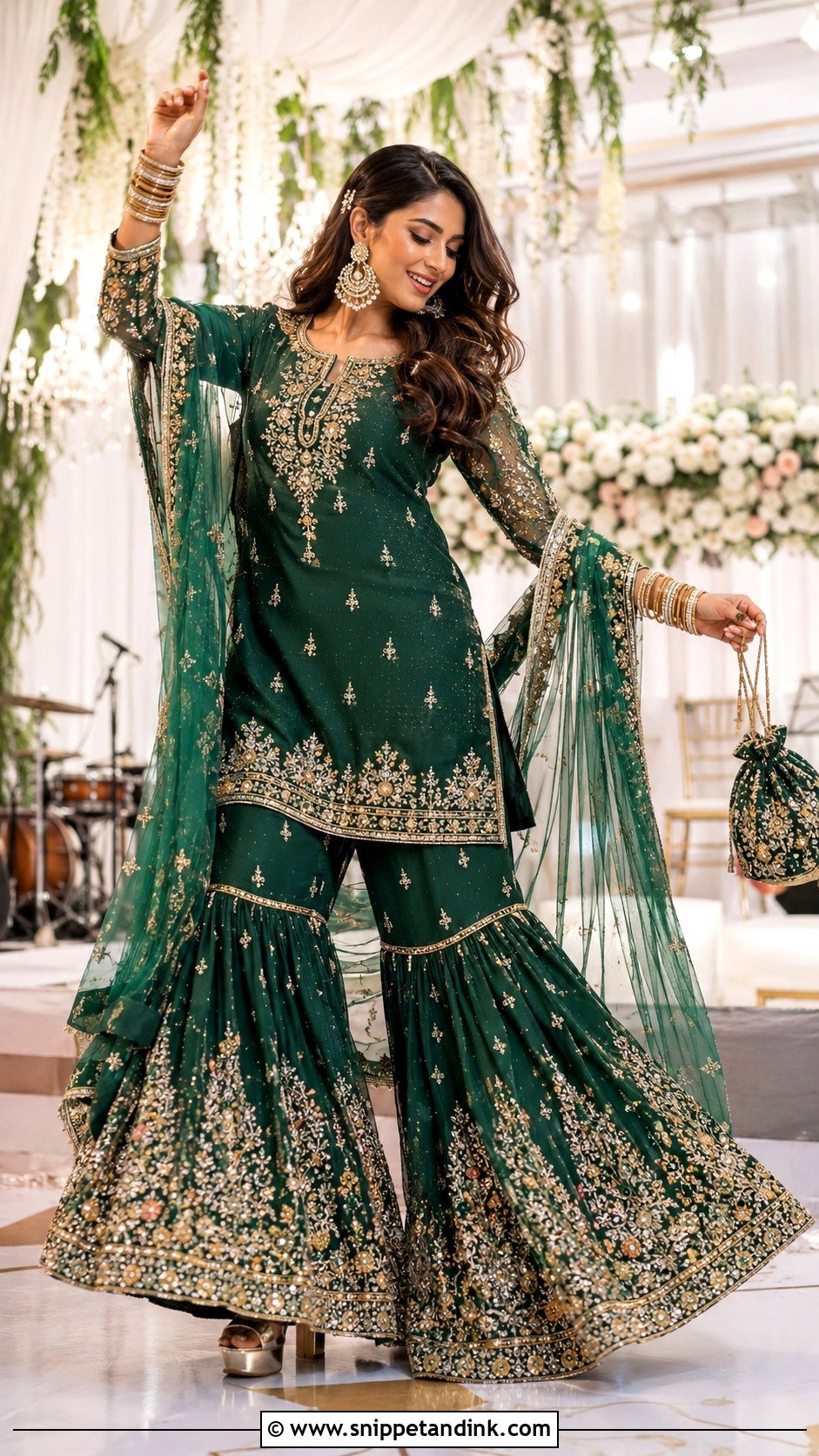 Embroidered Sharara Wedding Set - Snippet and Ink - 20 Designer Indian Wedding Dresses