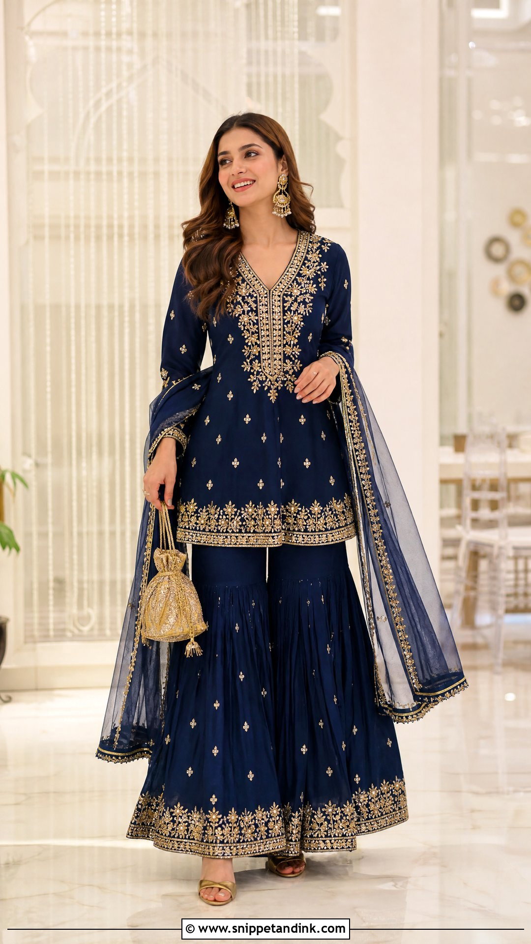 Embroidered Short Kurti Sharara Outfit - Snippet and Ink - 20 Sharara Party Wear Ideas