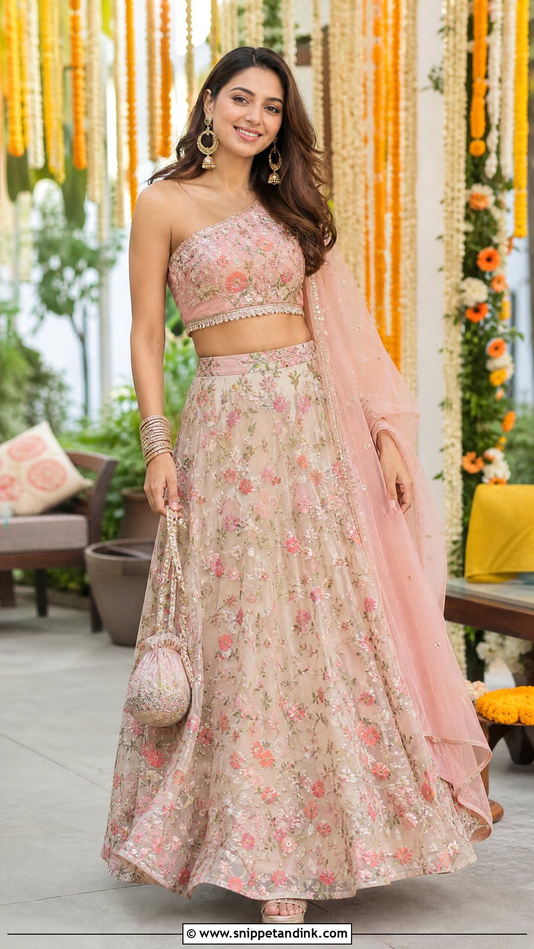 Embroidered Skirt And Crop Top For A Summer Indian Wedding - Snippet and Ink - 20 Summer Indian Wedding Outfit Ideas