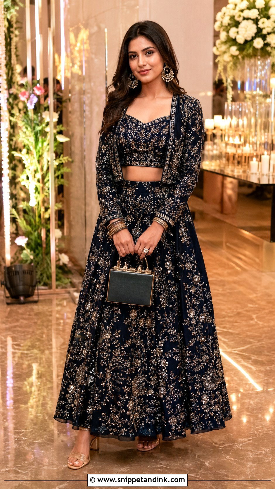 Embroidered Skirt Co Ord Set For Indian Sangeet - Snippet and Ink - 20 Indian Sangeet Outfit Ideas