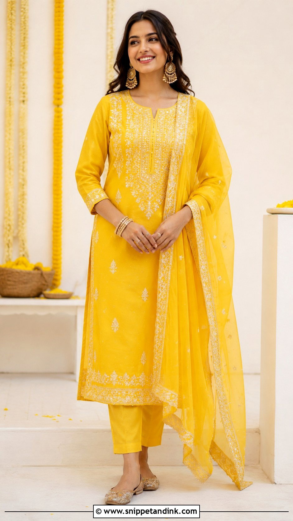 Embroidered Straight Haldi Suit - Snippet and Ink - 25 Haldi Suit Ideas