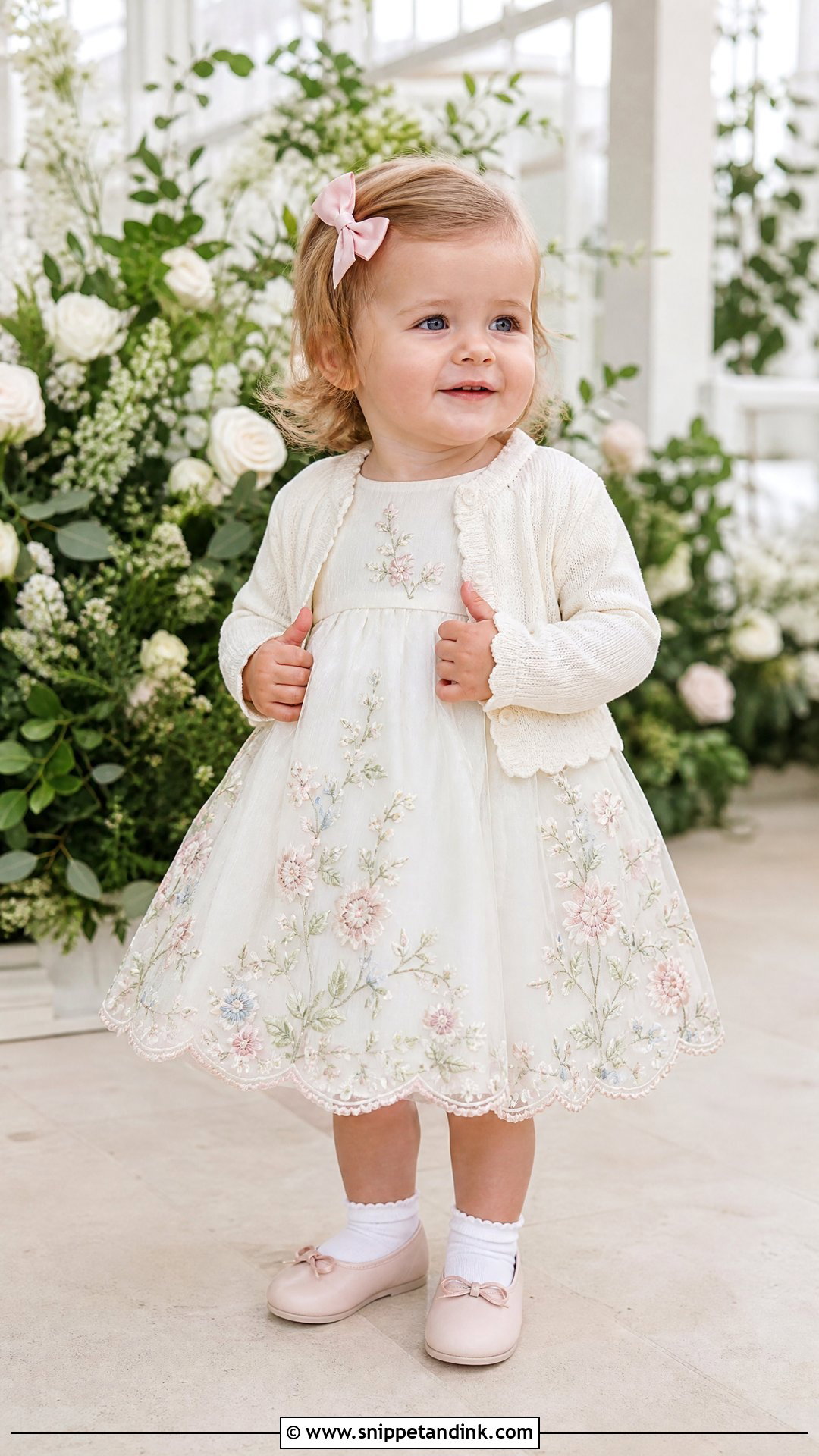 Embroidered Toddler Wedding Dress With Pastel Accessories - Snippet and Ink - 20 Toddler Wedding Dress Ideas