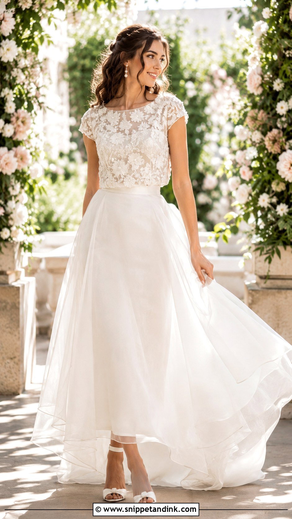 Embroidered Top And Organza Skirt Wedding Dress - Snippet and Ink - 25 Top and Skirt Wedding Dress Ideas