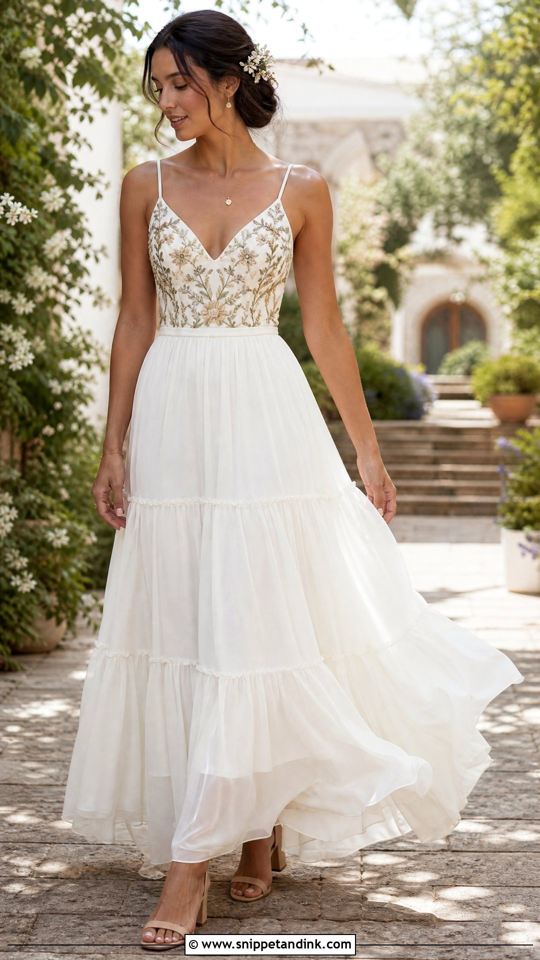 Embroidered Top With Tiered Wedding Skirt - Snippet and Ink - 20 Wedding Skirt Separate Ideas