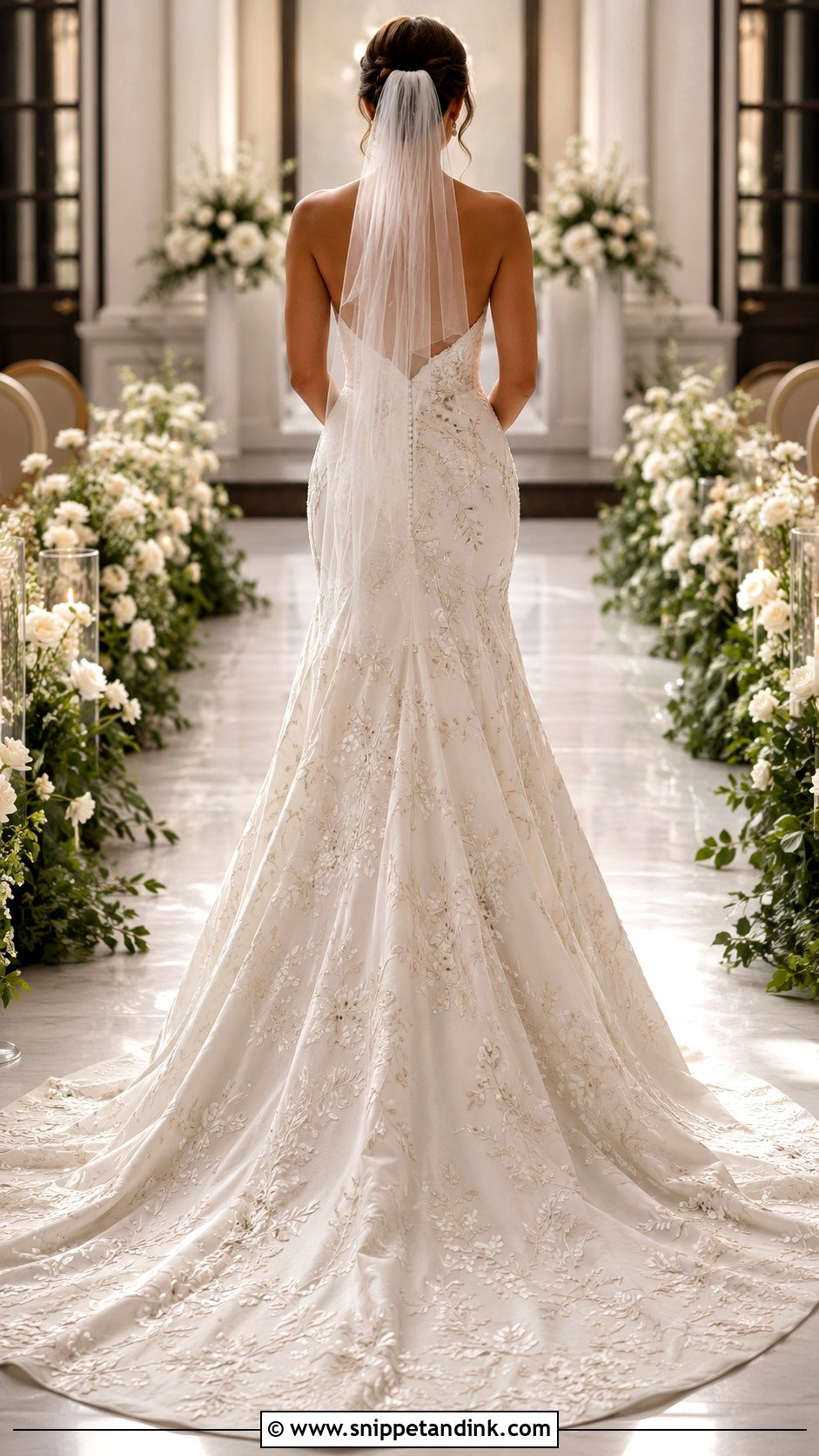Embroidered Train Wedding Dress - Snippet and Ink - 25 Embroidery Wedding Dress Ideas