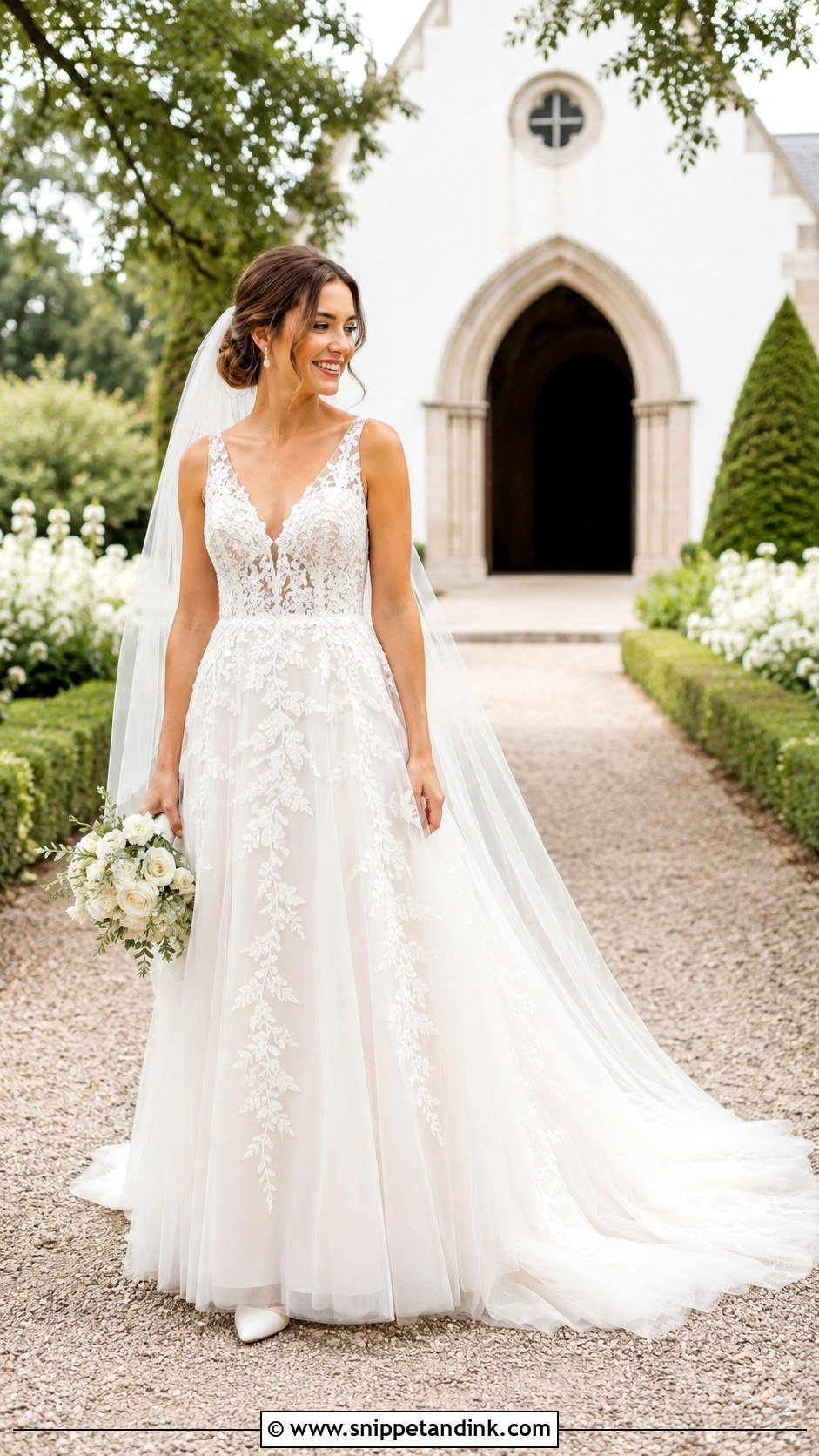 Embroidered Tulle A Line Wedding Dress - Snippet and Ink - 20 Expensive Wedding Dresses