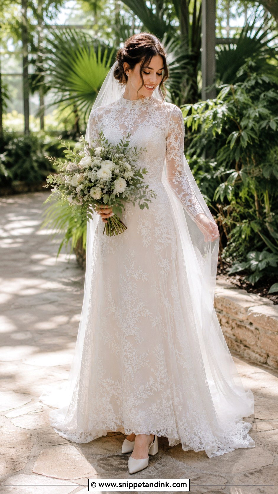 Embroidered Tulle Boho Modest Wedding Dress - Snippet and Ink - 20 Boho Modest Wedding Dress Ideas