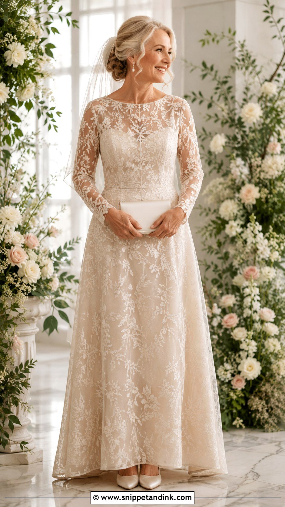 Embroidered Tulle Champagne Wedding Dress - Snippet and Ink - 20 Champagne Wedding Dress Older Bride Ideas