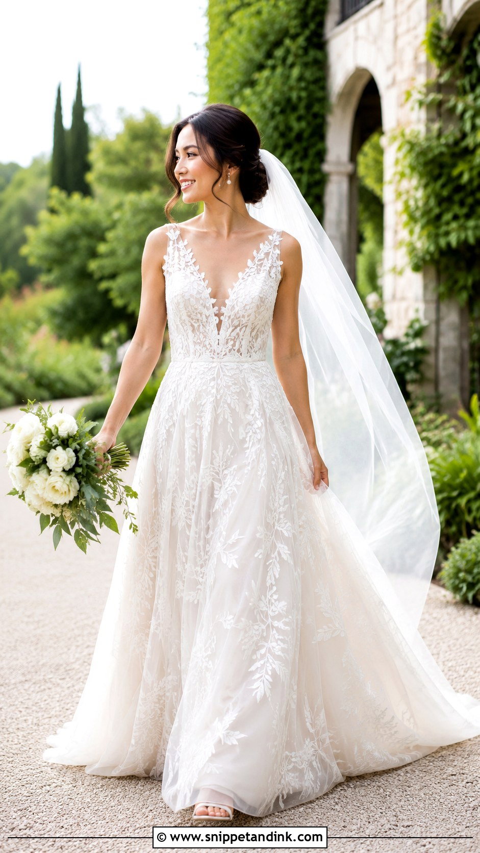 Embroidered Tulle Wedding Dress - Snippet and Ink - 25 Textured Wedding Dress Ideas