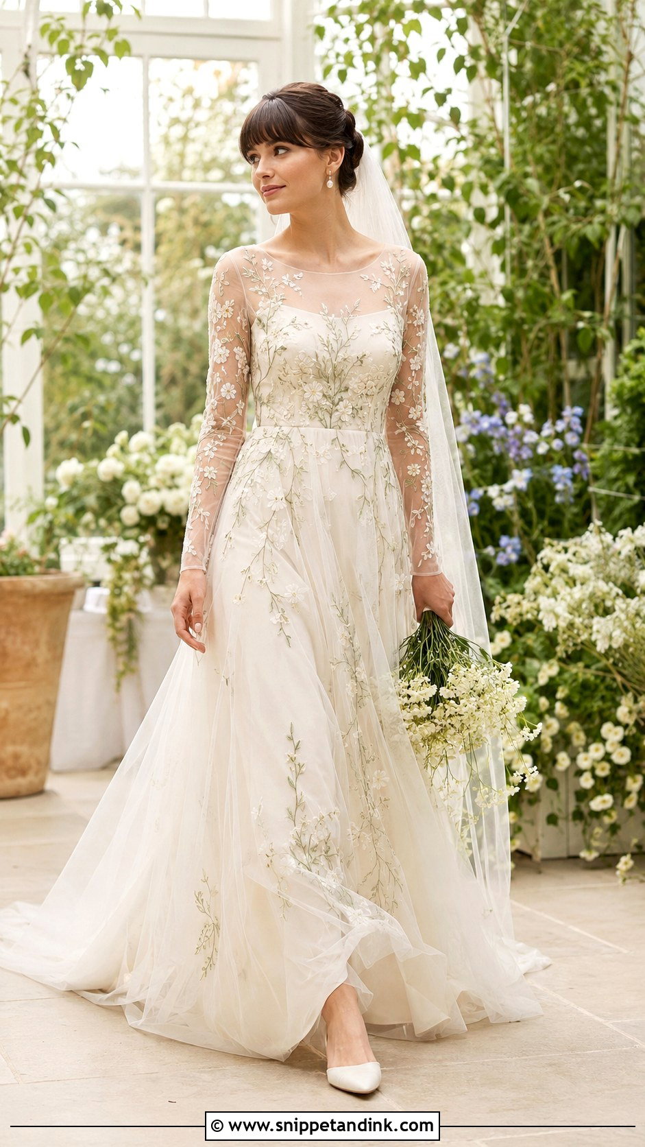 Embroidered Tulle Wedding Dress - Snippet and Ink - 20 Francesca Bridgerton Wedding Dress Ideas