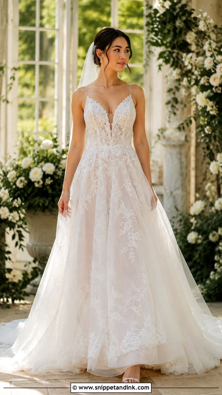 Embroidered Tulle Wedding Dress - Snippet and Ink - 25 Classic Elegant Wedding Dresses