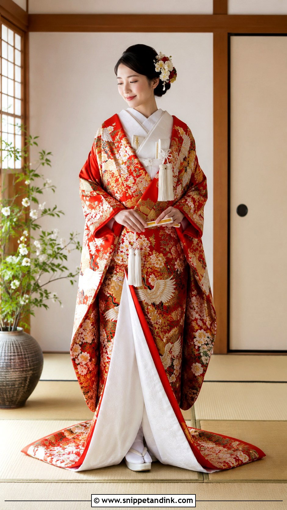 Embroidered Uchikake Wedding Kimono - Snippet and Ink - 25 Traditional Japanese Wedding Dress Ideas