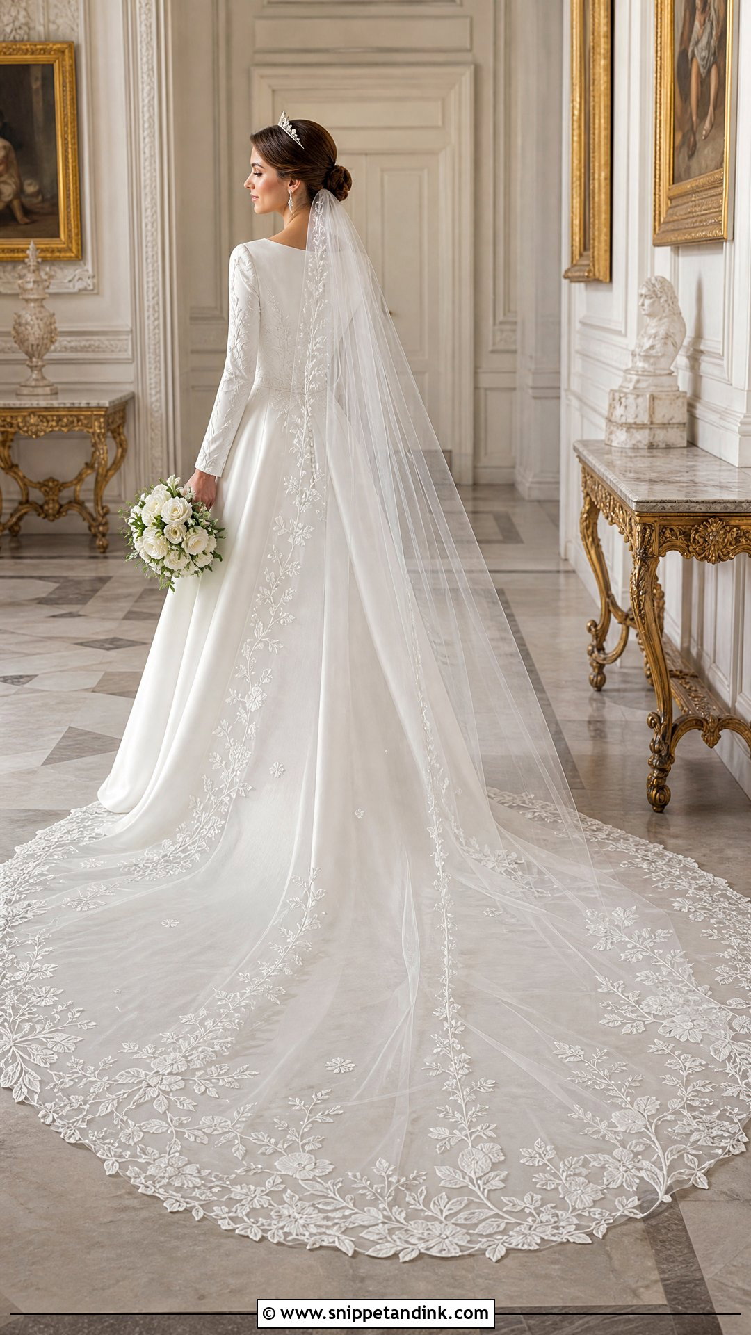 Embroidered Veil Royal Bride Dress - Snippet and Ink - 20 Royal Bride Dress Ideas