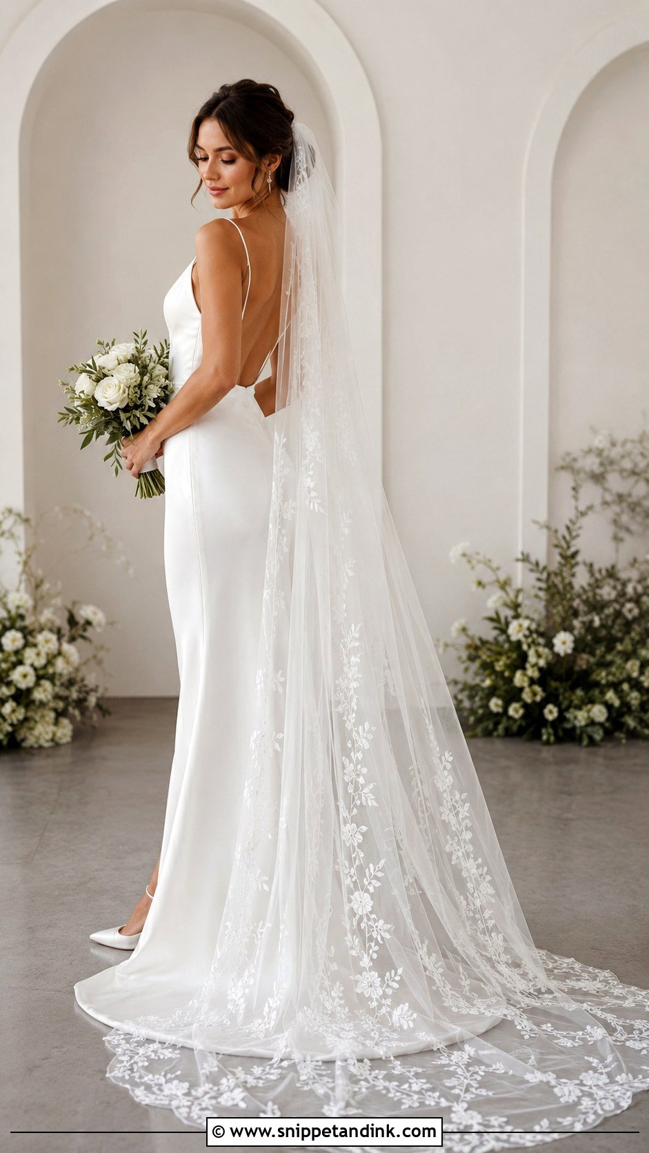 Embroidered Veil Wedding Dress - Snippet and Ink - 25 Embroidery Wedding Dress Ideas