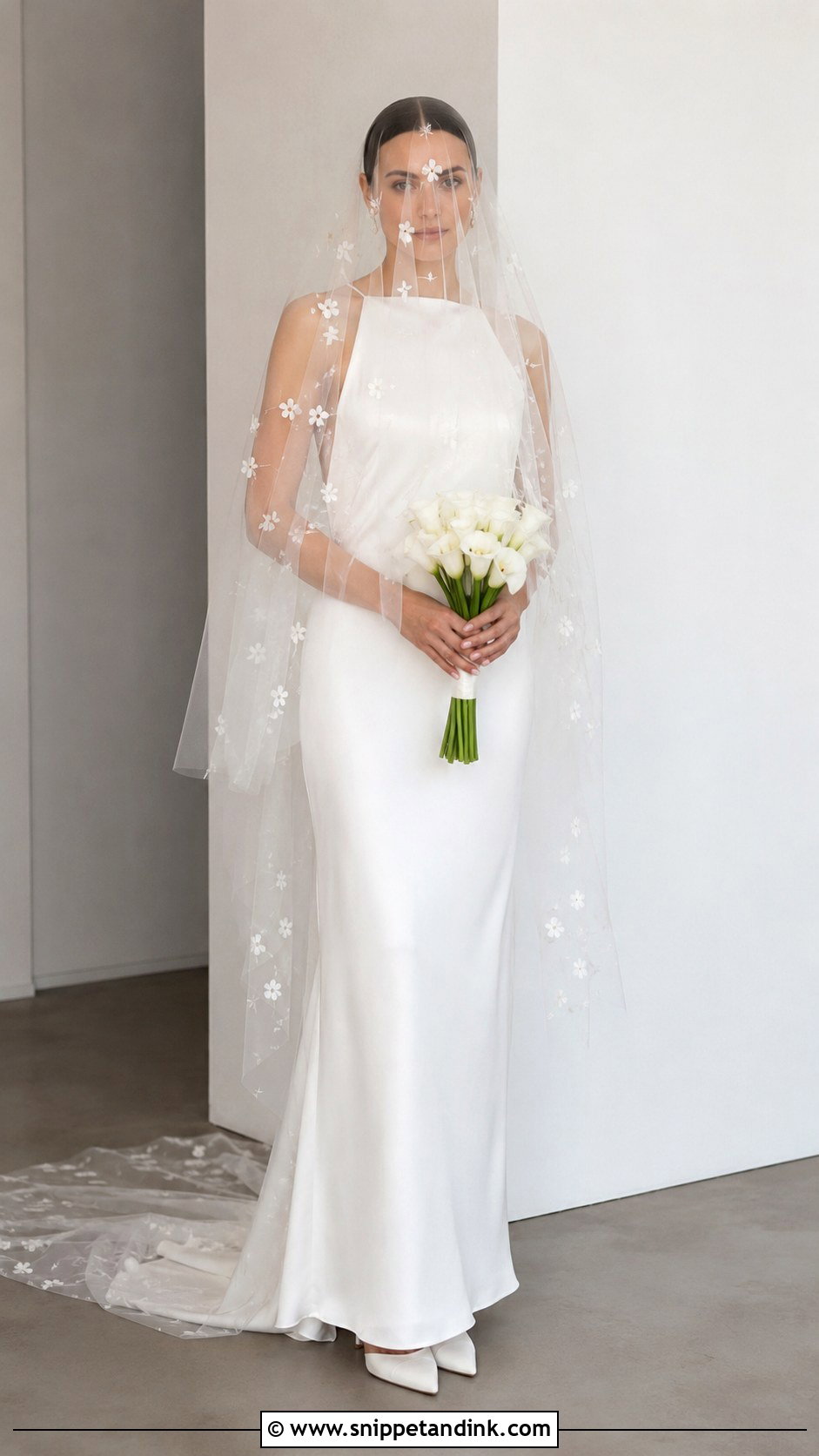 Embroidered Veil With Plain Wedding Dress - Snippet and Ink - 25 Veil Covering Face Ideas