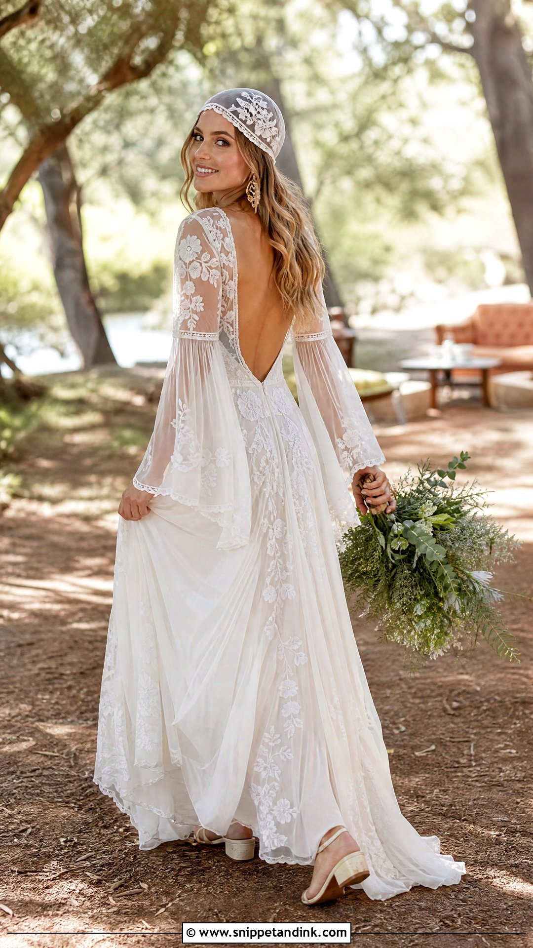 Embroidered Wedding Cap With Boho Dress - Snippet and Ink - 20 Wedding Caps Ideas