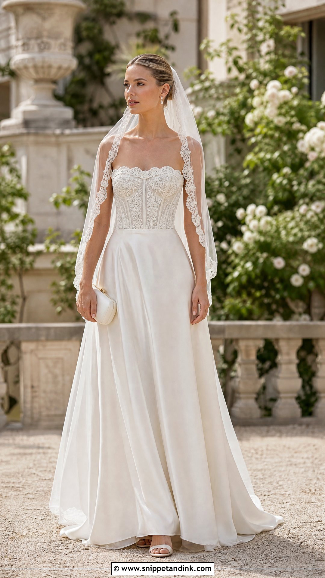 Embroidered Wedding Corset Top With Silk Skirt - Snippet and Ink - 20 Wedding Corset Top Ideas