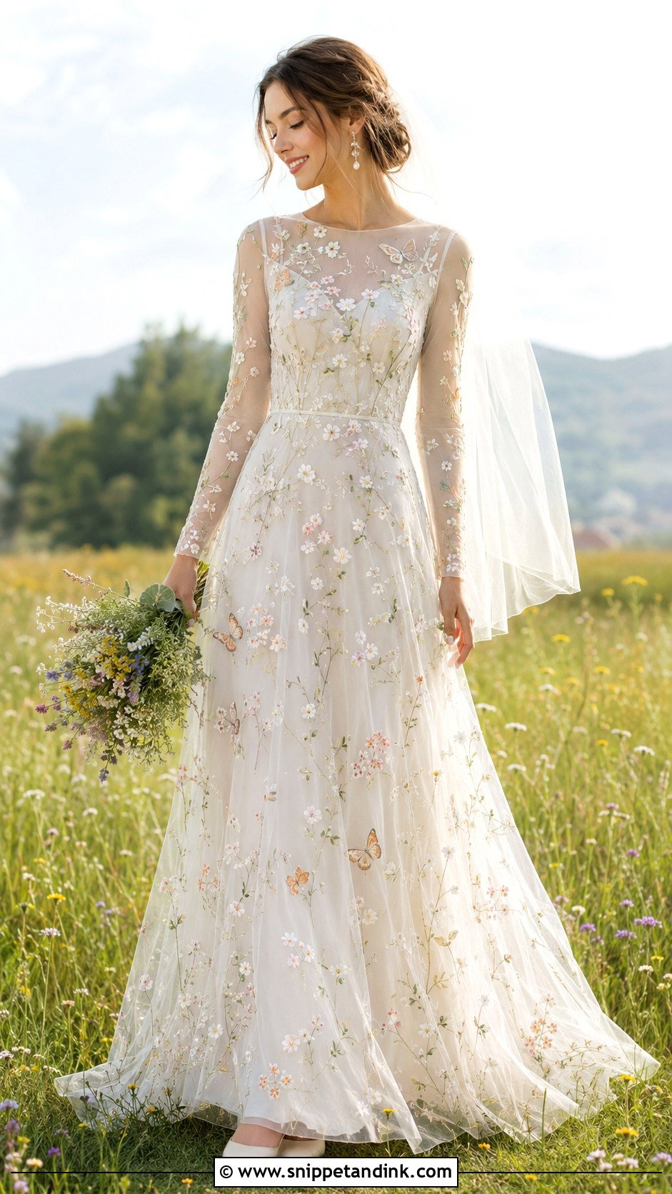 Embroidered Wedding Dress - Snippet and Ink - 25 Fairycore Wedding Dress Ideas