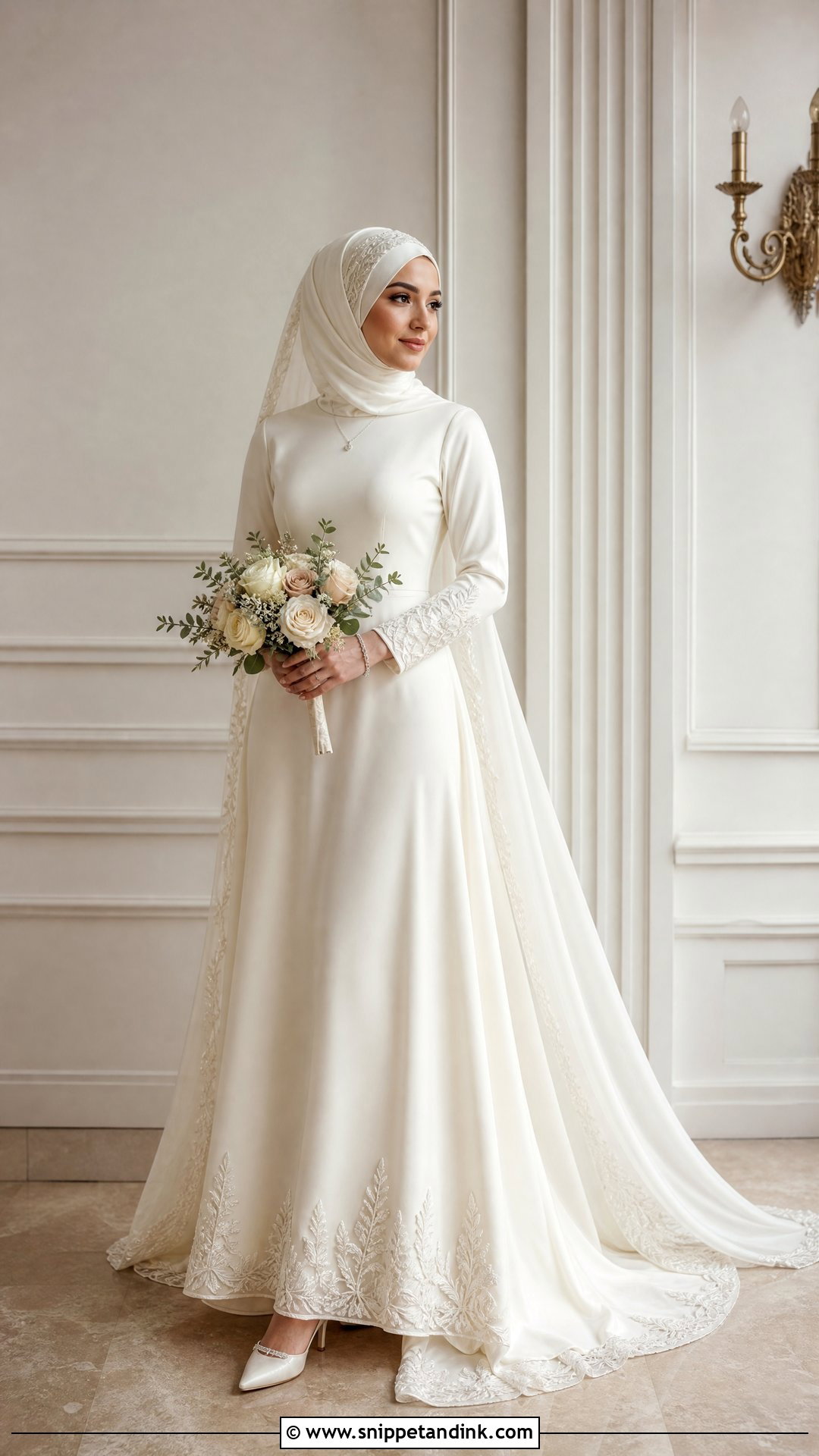 Embroidered Wedding Dress Hijab - Snippet and Ink - 25 Simple Wedding Dress Hijab Ideas