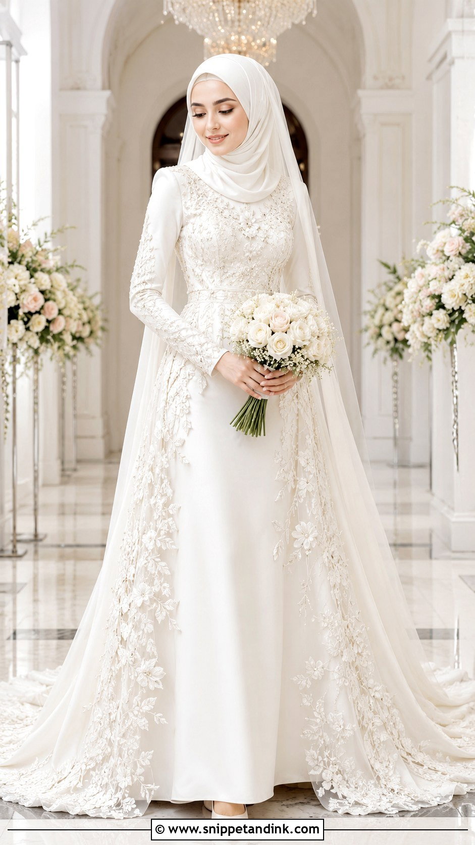 Embroidered Wedding Dress Hijab - Snippet and Ink - 35 Wedding Dress Hijab Ideas