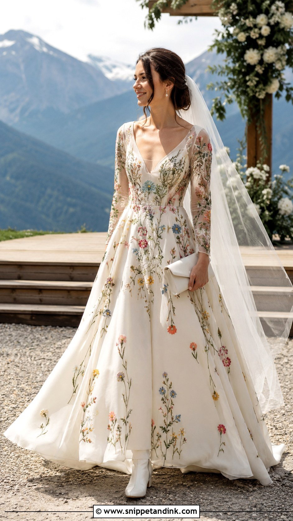 Embroidered Wedding Dress With Bridal Boots - Snippet and Ink - 20 Alternative Modern Bride Wedding Dress Ideas